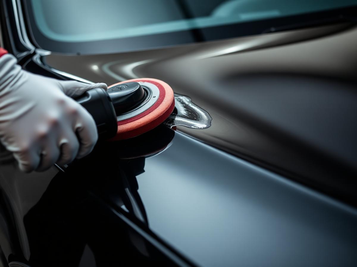 Master detailer polishing luxury car paint